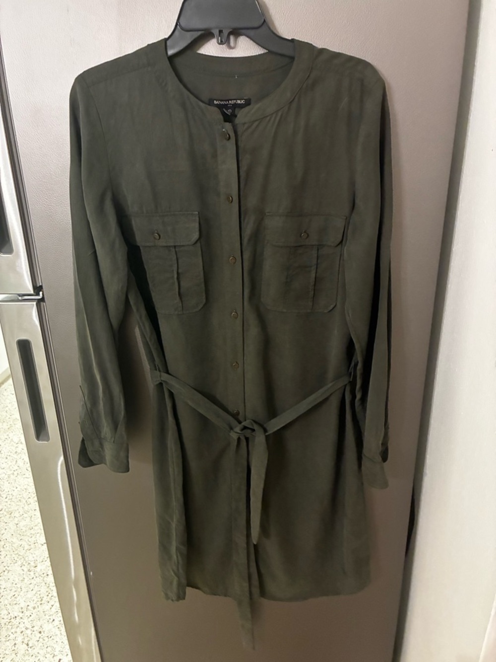 Banana Republic Factory Army Green Shirt Dress 10 Military Capsule Utility Prepy